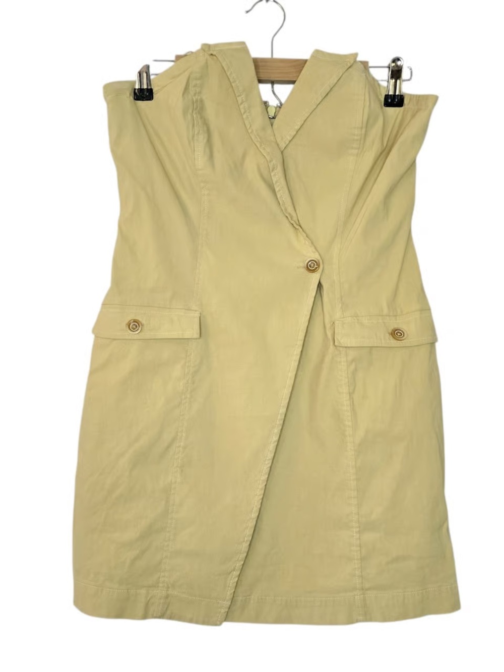 Maeve Anthropologie Magic Fabric Linen Blend Utility Blazer Dress Yellow Size 6